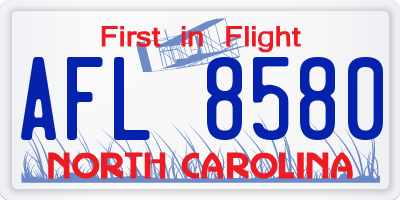 NC license plate AFL8580