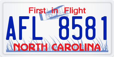 NC license plate AFL8581
