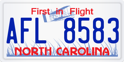 NC license plate AFL8583