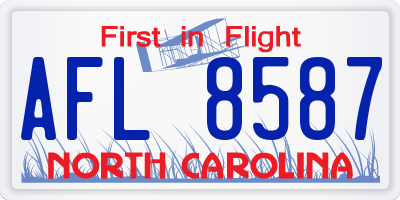 NC license plate AFL8587