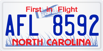 NC license plate AFL8592