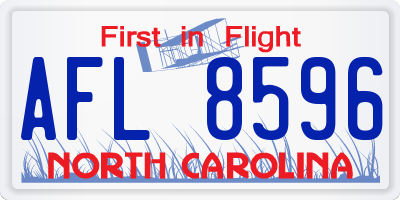 NC license plate AFL8596