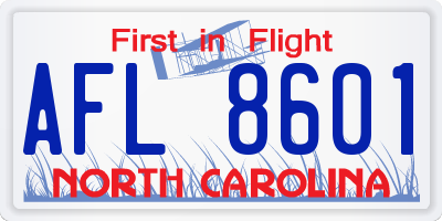 NC license plate AFL8601