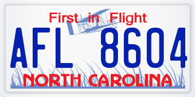 NC license plate AFL8604