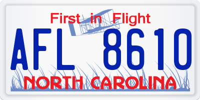 NC license plate AFL8610