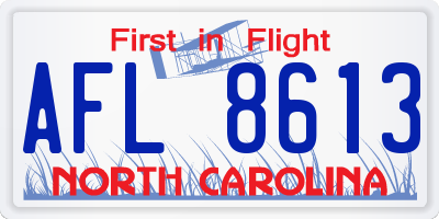 NC license plate AFL8613