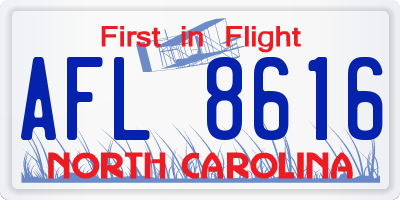 NC license plate AFL8616