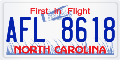 NC license plate AFL8618