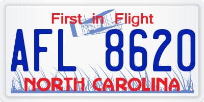 NC license plate AFL8620