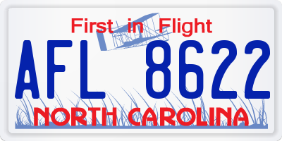 NC license plate AFL8622