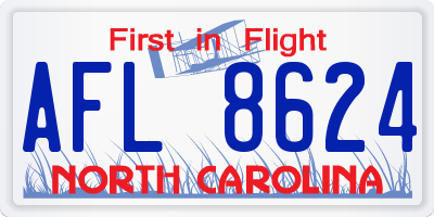 NC license plate AFL8624