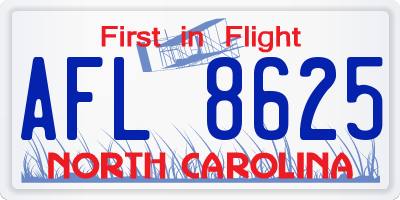 NC license plate AFL8625