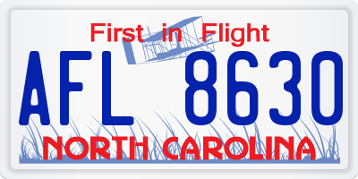 NC license plate AFL8630