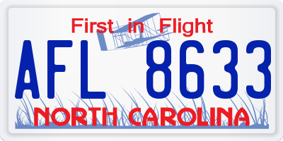 NC license plate AFL8633