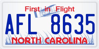 NC license plate AFL8635
