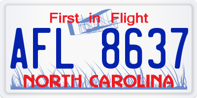 NC license plate AFL8637