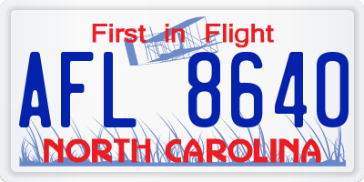 NC license plate AFL8640