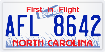 NC license plate AFL8642