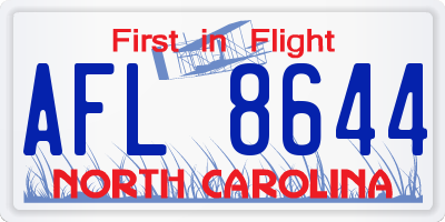 NC license plate AFL8644