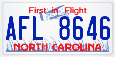 NC license plate AFL8646