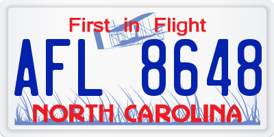 NC license plate AFL8648