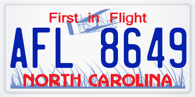 NC license plate AFL8649
