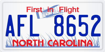 NC license plate AFL8652
