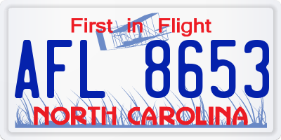 NC license plate AFL8653