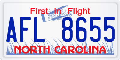 NC license plate AFL8655