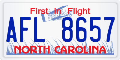 NC license plate AFL8657