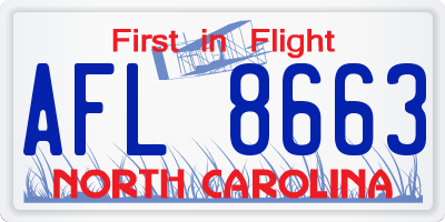 NC license plate AFL8663