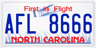 NC license plate AFL8666
