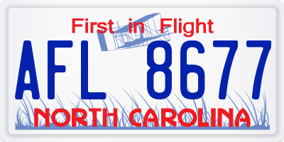 NC license plate AFL8677