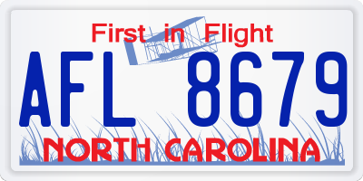 NC license plate AFL8679