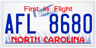 NC license plate AFL8680