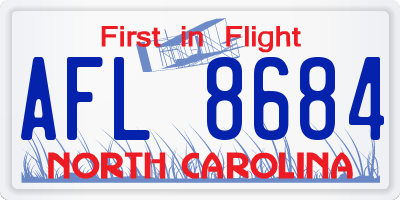 NC license plate AFL8684