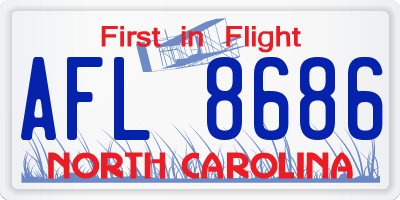 NC license plate AFL8686