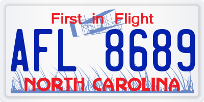 NC license plate AFL8689
