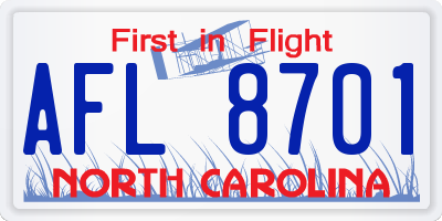 NC license plate AFL8701