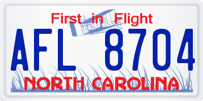 NC license plate AFL8704
