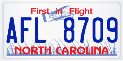 NC license plate AFL8709