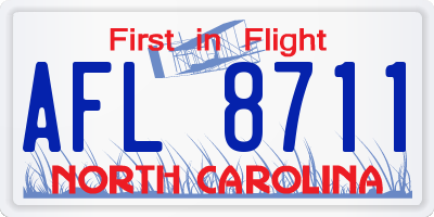 NC license plate AFL8711