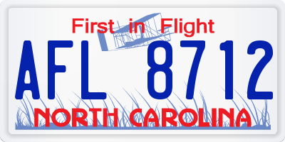 NC license plate AFL8712