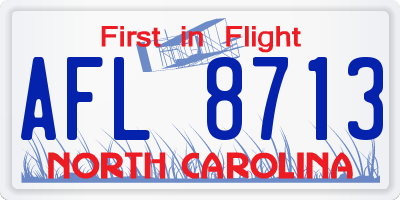 NC license plate AFL8713