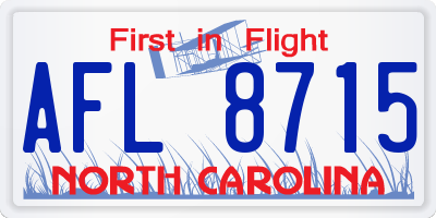 NC license plate AFL8715