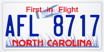 NC license plate AFL8717