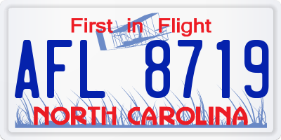 NC license plate AFL8719