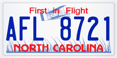 NC license plate AFL8721