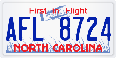NC license plate AFL8724