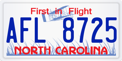 NC license plate AFL8725